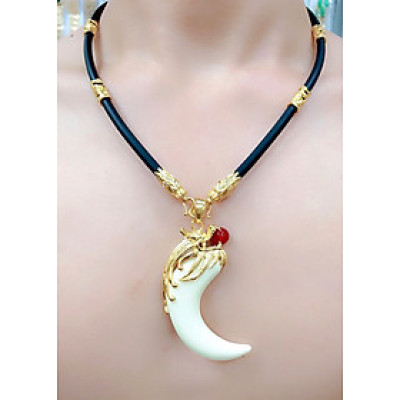 Dây chuyền nam mặt rồng ngậm ngọc  mạ vàng 24k