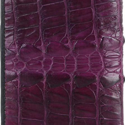 Bóp nam Huy Hoàng da cá sấu gai đuôi kiểu đứng màu tím HT2767