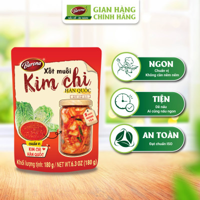 Xốt Muối Kim Chi Barona 180g ướp ngon chuẩn vị không cần nêm nếm, Mua 3 tặng 1 gói