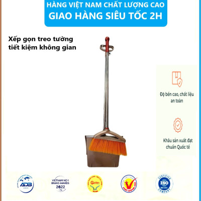 Bộ chổi cước kèm xẻng hốt rác thông minh nhựa VIỆT NHẬT - Tự động đóng mở, treo tường, xếp gọn - Hàng chính hãng