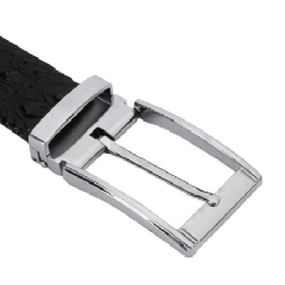 HC4842 - Dây nịt nam da cá sấu Huy Hoàng nguyên con 3,5P đầu kim màu đen