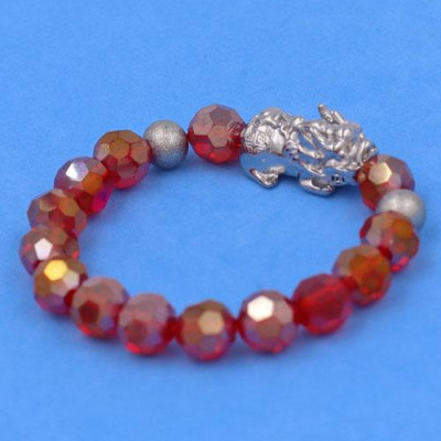 Vòng tay Pha Lê Cắt Giác Đỏ 10 ly mix Tỳ Hưu Inox 2 Bi VFLGOTHTRHB10 - Vòng tay thời trang phong thủy