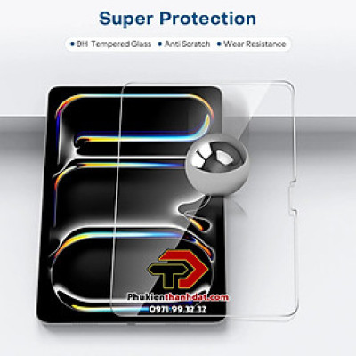 Tấm dán kính cường lực vát cạnh Glass Pro+ cho iPad Pro 11 2024 M4, Pro 13 2024 M4, Air 11 2024, Air 13 2024 - Hàng nhập khẩu  