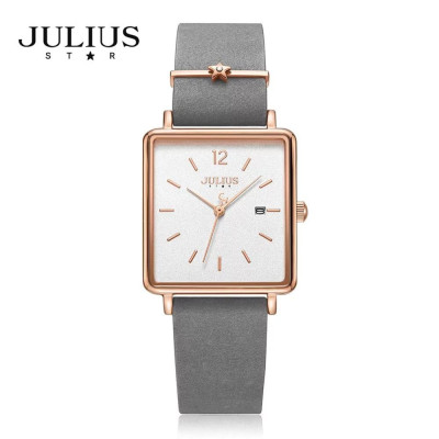  Đồng hồ nữ Julius Star JS-048 dây da mặt vuông