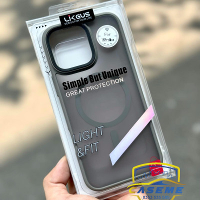 Ốp lưng dành cho iPhone 16 Pro Max, iPhone 16 Pro, iPhone 16 Plus, iPhone 16 hiệu LIKGUS light & fit nhám đen viền màu, chống vân , chống sốc, hỗ trợ sạc không dây, dày dặn, cao cấp - Hàng chính hãng.