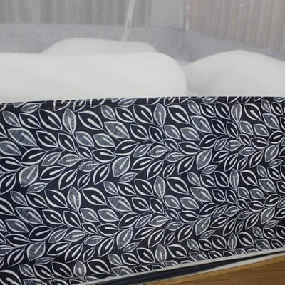 Màn Chụp , Mùng Chụp Đỉnh Rộng Cao Cấp Mộc Miên - Hoạ Tiết Chiếc Lá Viền Xanh Đen ( Hà Nội )