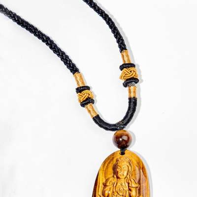 Mặt Dây Chuyền Như Lai Đại Nhật Đá Mắt Hổ ( 3.6 x 2.3 cm) Ngọc Quý Gemstones