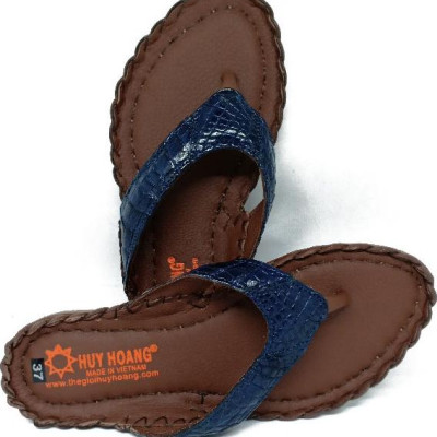 Dép nữ Huy Hoàng da cá sấu màu xanh đậm HT7241