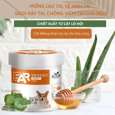 Khăn Ướt Lau Mắt Lau Tai Chiết Xuất Từ Nha Đam An Toàn Cho Chó Mèo Hộp 130 Miếng