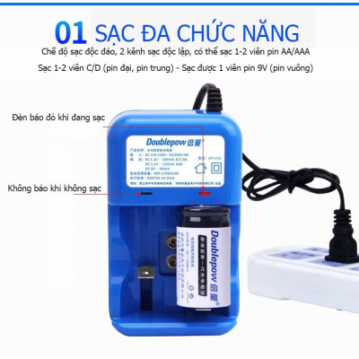 cách Sạc Mọi Loại PinAA-AAA, 9V, PinĐại Với Bộ Sạc Thông Minh Doublepow