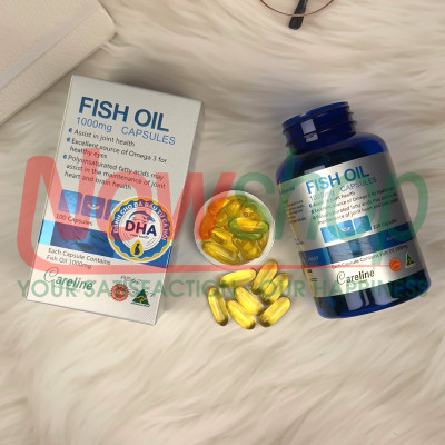 Fish Oil 1000mg Careline Hộp 100 viên dầu cá hồi Úc chứa Omega-3 bổ não sáng mắt tốt cho tim mạch