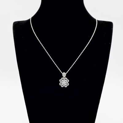 Dây Chuyền Bạc 925 Kiểu Dây Xoắn Kép Cỏ 4 Lá May Mắn Chính Hãng Bạc Hiểu Minh DMD516