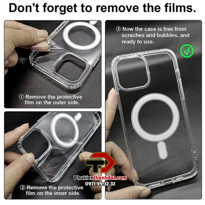 Ốp lưng trong suốt dành cho iPhone 14 Pro, 14 Pro Max hỗ trợ sạc không dây Mag Safe - Hàng nhập khẩu