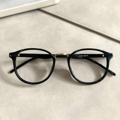 Gọng Kính, Kính Mắt Thời Trang Mắt Tròn Gọng Nhựa Dẻo Màu Đen