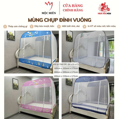 Màn Chụp Đỉnh Vuông Cao Cấp Mộc Miên - Kích thước 1,8mx2m ( Hình thật )