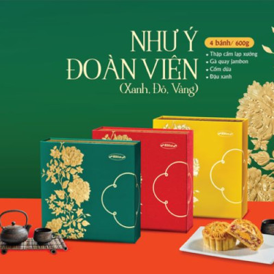 Bánh trung thu cao cấp Như Ý Đoàn Viên vàng 600g (NYV) 6H/THG