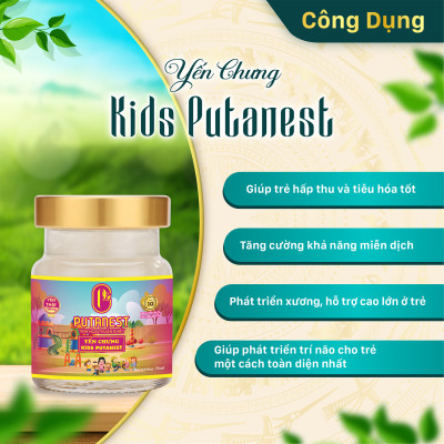 Yến chưng Kids PUTANEST hộp quà tặng cao cấp 12 hũ 70ml tăng đề kháng ăn ngủ ngon bé khỏe mạnh
