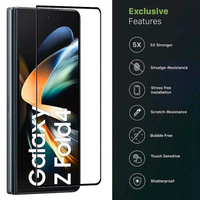 Miếng dán kính cường lực màn hình trước cho Samsung Galaxy Z Fold 6 / Z Fold 7 full 9D hiệu Kuzoom Protective Glass - mỏng 0.3mm, vát cạnh 2.5D, độ cứng 9H, viền cứng mỏng chống vỡ cạnh - Hàng nhập khẩu