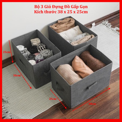 Combo 3 hộp vải đựng đồ đa năng TD2 – Bộ 3 túi vải Thụy Điển không nắp tiết kiệm sang trọng dung tích 24L mỗi hộp - chính hãng