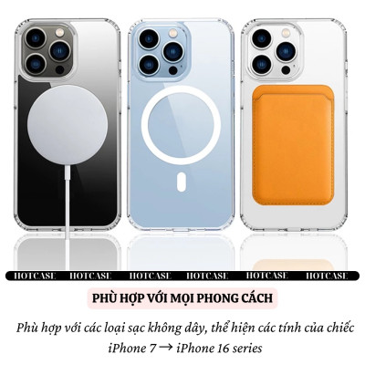 ốp lưng chống sốc sạc từ tính nam châm trong suốt cho iPhone 17 Pro Max / 17 Air / iP 17 Pro / 17 hiệu HOTCASE Magnetic N52 - Chống sốc 2m, túi khí ẩn 4 góc, chống va đập, độ trong full HD - Hàng nhập khẩu