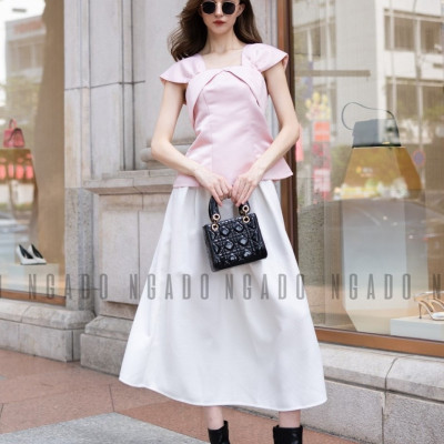 Áo gấm hồng tay con NGADO