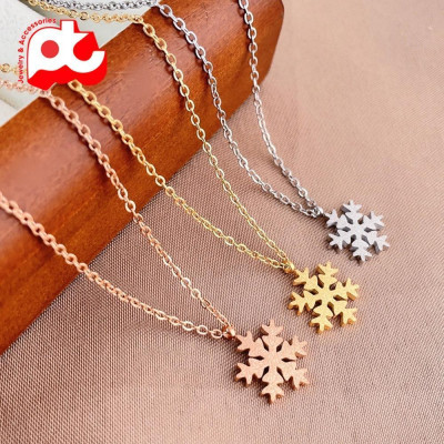 Dây chuyền nữ titan thời trang mặt hình hoa tuyết phun cát thép không gỉ trangsucpt có 3 màu DCNUT39