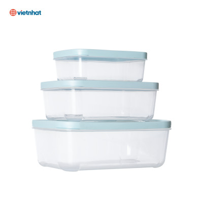 Bộ 3 hộp đựng thực phẩm chữ nhật Hokori - hàng Chính Hãng