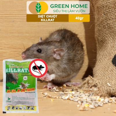 Thuốc Diệt Chuột Greenhome, Killrat, Bao 40gr, Thế Hệ Mới, Hiệu Quả, Diệt Cả Đàn, Giúp Nhà Sạch Sẽ, Bảo Vệ Vườn