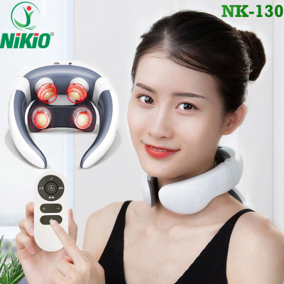 Máy Massage Cổ Nikio NK-130 - Sử Dụng Xung Điện Trị Liệu Kích Thích Cơ, Nhiệt Trị Nóng Sưởi Ấm Cơ, Cải Thiện Đau Mỏi Cổ, Vai, Gáy - Máy Có 4 Điện Cực Mát Xa Chuyên Sâu Tăng Tuần Hoàn Máu, Hỗ Trợ Cải Thiện Đau Mỏi Cổ, Vai, Gáy - Điều Khiển Remote Tiện Lợi