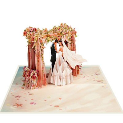 Thiệp 3D Pop Up Cổng Hoa Cưới – Thiệp Chúc Mừng Đám Cưới, Thiệp Wedding Sang Trọng, Lãng Mạn, W16