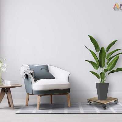 Đế Lót Chậu Cây Có Bánh Xe Cao Cấp ANKAN Hình Vuông Màu Đen 35x35Cm, Tải trọng 150 Kg, Di Chuyển Chậu Cây Nặng Dễ Dàng, Êm Ái