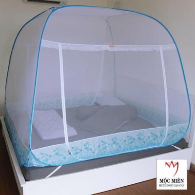 Mùng Chụp Mộc Miên - Tự Bung Đỉnh Rộng Có Viền Chân - Trăng Viền Xanh