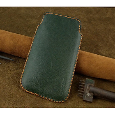 Bao Da Túi Rút dành cho iphone 11 pro Da Bò Hạt Màu Xanh Rêu