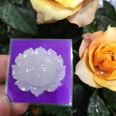 MẶT DÂY CHUYỀN BÔNG SEN TRẮNG TINH BÓNG ĐẸP 100% ĐÁ CẨM THẠCH TỰ NHIÊN NỮ MỆNH KIM THỦY 28MM