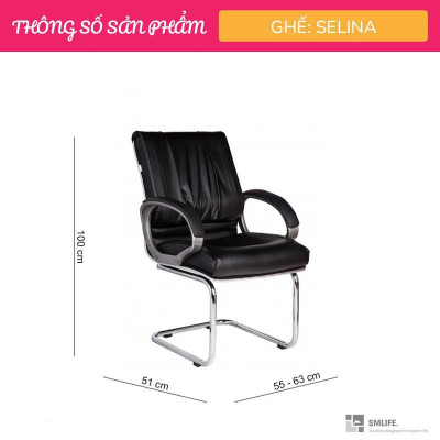 Ghế phòng họp chân quỳ inox bọc da SMLIFE Selina