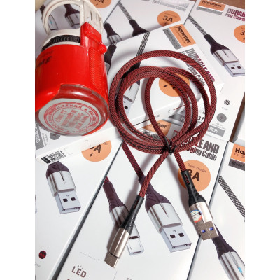 Dây sạc nhanh 3A Ham mer ( H-C12-V8 ), Chân cắm Micro, Có đèn báo, hàng chính hãng bảo hành 12 tháng