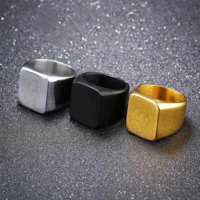 Nhẫn nam titan thép không gỉ inox cao cấp thời trang mặt trơn vuông to trangsucpt màu trắng PTNNA23