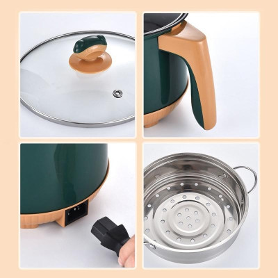 Nồi điện mini 2 tầng LISHIDAI cho 1-2 người ăn - Chiên, xào, luộc, nấu cơm tặng kèm khay hấp inox (LIS03)