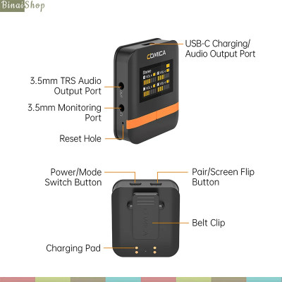 Comica Vimo Q - Bộ 4 Micro Cài Áo Không Dây 2.4GHz Cho Máy Ảnh, Điện Thoại, Sử Dụng 8 Giờ, Phạm Vi 200m - Hàng chính hãng