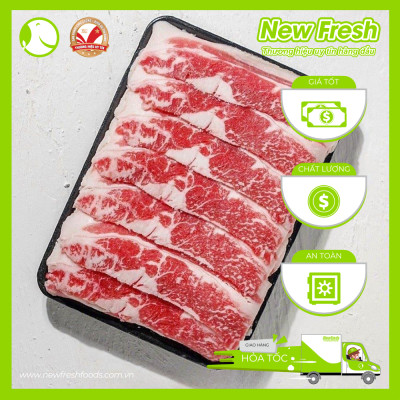 [GIAO NHANH HCM] Ba Chỉ Bò Mỹ Cắt Trải Nhúng Lẩu - Khay 1Kg