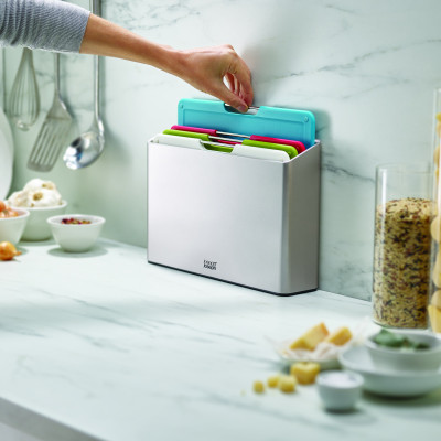 Bộ thớt 4 cái Folio Joseph Joseph  Tặng 1 con dao cao cấp( màu bạc,kèm dao) - 003406