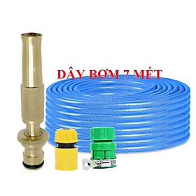 Bộ dây vòi xịt nước rửa xe, tưới cây . tăng áp 3 lần,loại 7m,10m 206587 cút sập,nối nhựa vàng+ tặng túi đựng bút