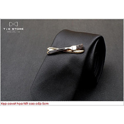 Kẹp cà vạt nam bản nhỏ ( 5cm), Kẹp Cavat hình họa tiết bộ dĩa cao cấp - tặng kèm hộp nhỏ