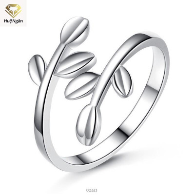 Nhẫn bạc 925 Huệ Ngân - Lá nhỏ trơn không đá free size RR1623