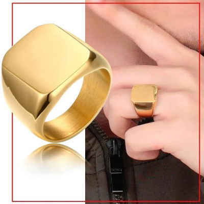 Nhẫn nam titan thời trang mặt trơn vuông to inox cao cấp thép không gỉ trangsucpt màu mạ đen PTNNA25