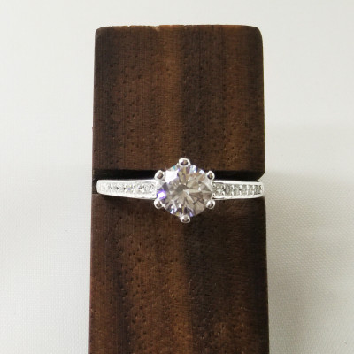 Nhẫn bạc nữ trang sức bạc Ý S925 Bạc Xinh Huệ Ngân- Kim cương 6 chấu đẹp RR1561