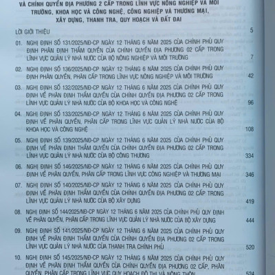 Hệ thống các nghị định của Chính phủ về phân quyền, phân cấp; phân định thẩm quyền Chính phủ và chính quyền địa phương 2 cấp (quyển 1 và 2)