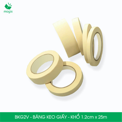 BKG2V - Block 24 cuộn băng keo giấy khổ 1.2cm x 25m - Băng dính giấy viết được, chặn màu sơn