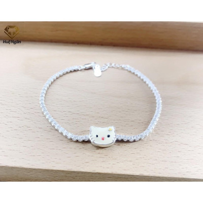 Lắc tay bạc 925 Huệ Ngân - Mèo Con Đáng Yêu X4