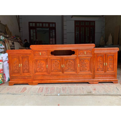 Kệ tivi mõ nồi giữa gỗ hương đá